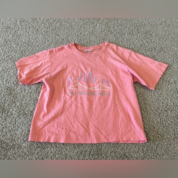 Anvil Women's Coral Pink Pastel Multicolor T-Shirt San Francisco Tourist Size L - Picture 1 of 7